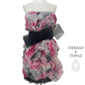 Marchesa Notte Watercolor Floral Silk Dress 4